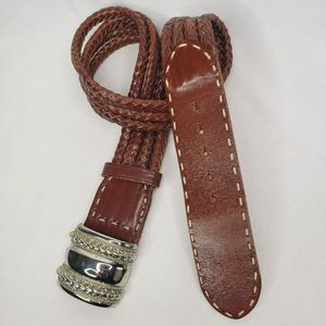 The Limited Leather Belt Braided Brown Silver Buckle Ladies Size M 28.5-31.5 in